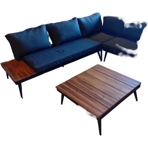 Silverstone loungeset black, acacia inclusief anthracite kussens - Yoi