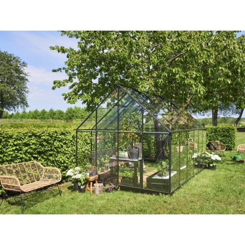 Tuinkas Qube 812, zwart, veiligheidsglas 3mm/1 Halls - Royal well