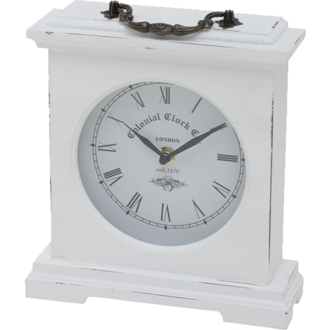 Tafelklok St James - antiek wit - B21 x H23 cm - glas/hout - stijlvolle historische look -