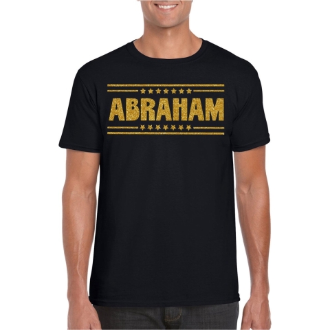 Verkleed T-shirt voor heren - abraham - zwart - glitter goud - verjaardag/themafeest - 50 jaar 2XL -