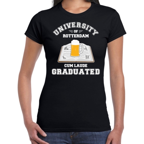 Studenten carnaval t-shirt zwart university of Rotterdam voor dames M -
