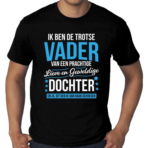 Grote maten Trotse vader / dochter cadeau t-shirt zwart voor heren 4XL -