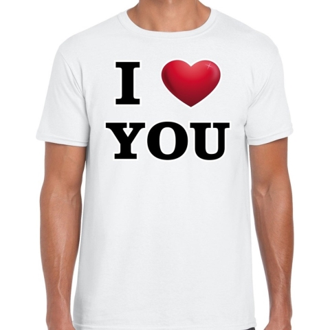 I love you valentijn t-shirt wit voor heren L -