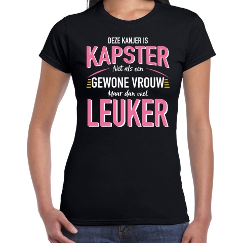 Gewone vrouw / kapster cadeau t-shirt zwart voor dames M -