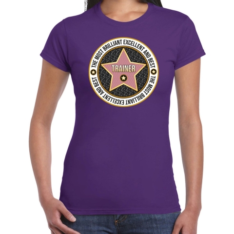 Cadeau t-shirt voor dames - trainer - paars - bedankje - verjaardag L -