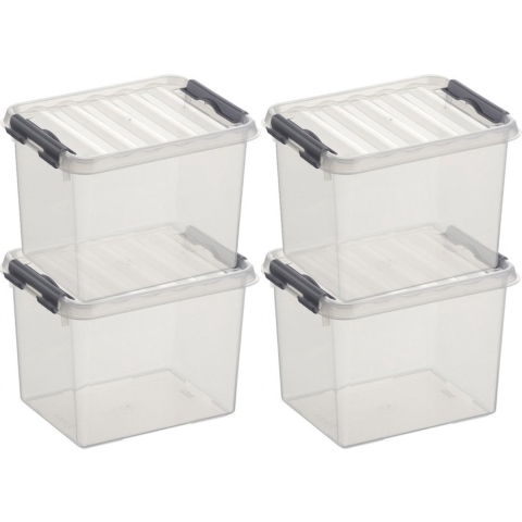 8x sunware q-line opberg box/opbergdoos - 3 liter - 20 x 15 x 14 cm - kunststof - transparant -
