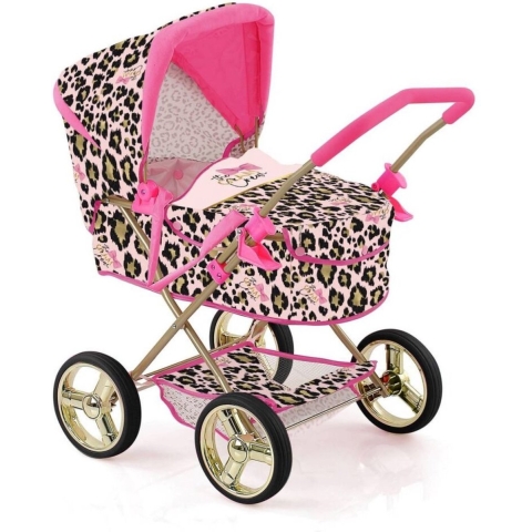 The Glam Crew Poppenwagen Gigi met Luipaardprint Roze/Goud