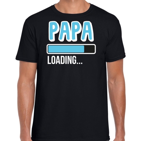Cadeau t-shirt aanstaande papa - papa loading - zwart/blauw - heren - Vaderdag/verjaardag S -
