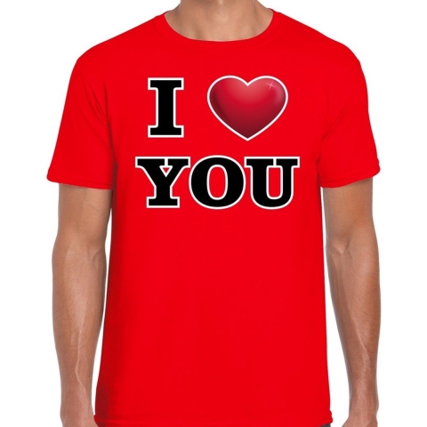 I love you valentijn t-shirt rood voor heren S -