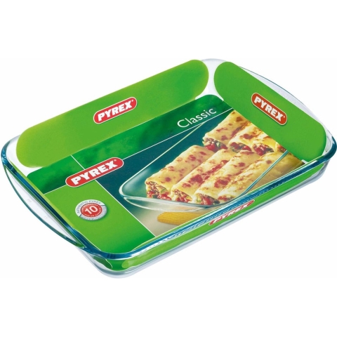 3x Rechthoekige glazen ovenschaal 3,7 liter 40 x 27 x 5,5 cm -