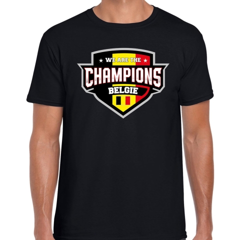 We are the champions Belgie supporter t-shirt zwart voor heren M -
