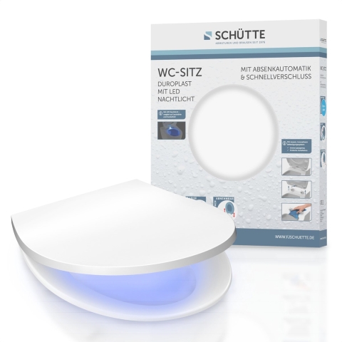 Schutte Duroplast WC-bril met LED-nachtverlichting | soft-close en afklikbaar | wit
 - 82950 - 82950