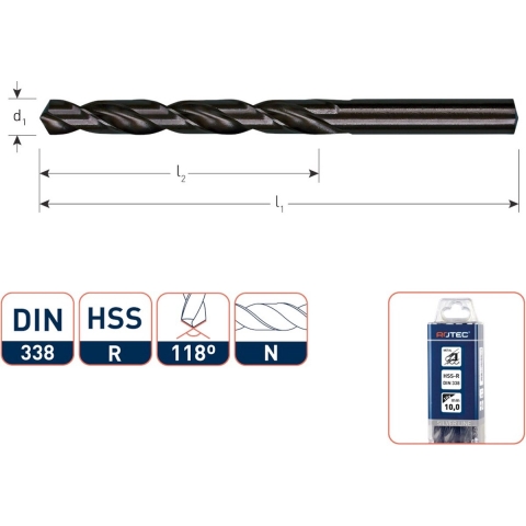 Rotec HSS-R Spiraalboor DIN 338N gewalst 8,6 mm - 10 stuk(s) - 1000860