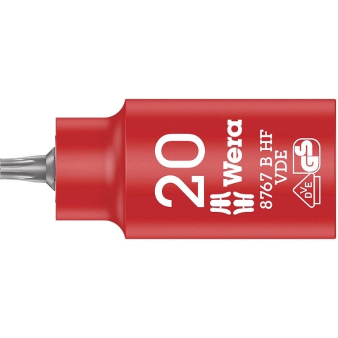 Wera 8767 B VDE HF TORX® Zyklop Bitdop, geïsoleerd, met 3/8"-aandrijving, met vasthoudfunctie, TX 20 x 55 mm - 05004920001