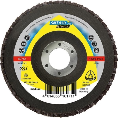 Klingspor Lamellenschuurschijf | d. 125 mm korreling 120 conisch | RVS zirkoniumkorund | 5 stuks - 312561 312561