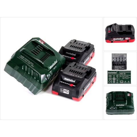 Metabo Basis-set 2 x LiHD 4.0 Ah + Lader ASC 55 - 685163000
