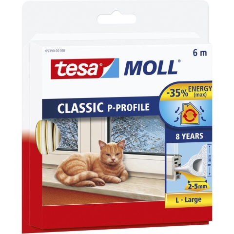 Tesa Venster-/deurtochtstrip | B9mmxH5,5mmxL6m | wit | 10 stuks - 05390-00100-00 05390-00100-00