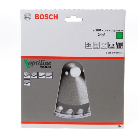 Bosch Accessoires Cirkelzaagblad Optiline Wood 160 x 20/16 x 2,6 mm, 24 1st - 2608640596