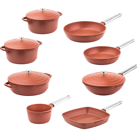 Westinghouse Pannenset Performance rood - complete pannenset - inductie en alle andere warmtebronnen - 8-delig