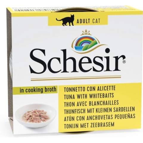 Schesir pouch bouillon tonijn / ansjovis kattenvoer 70 gr