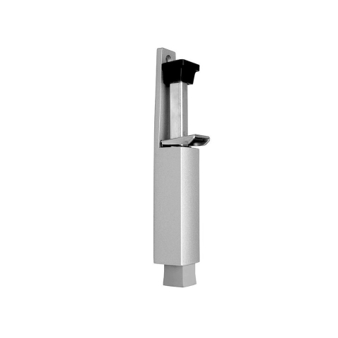 DX - Deurvastzetter voetstift / Luxe / 32x207 mm / schootuitslag 60 mm / deur tot 80 kg / stang staal verzinkt / huis zamac zilver