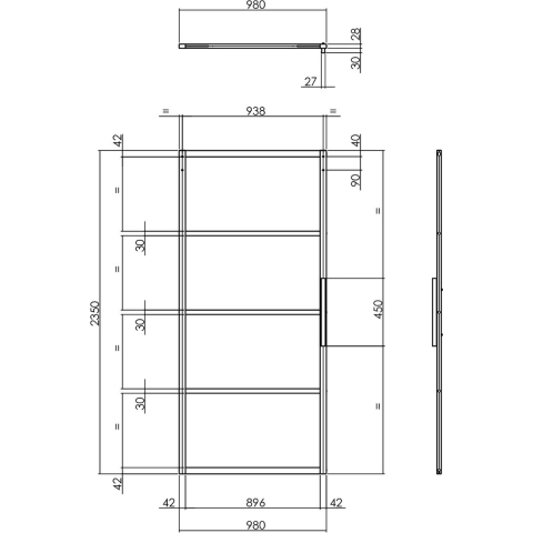 Intersteel DIY-schuifdeur Cubo zwart incl. transparant glas 2350x980x28mm + zwart ophangsysteem Basic Top