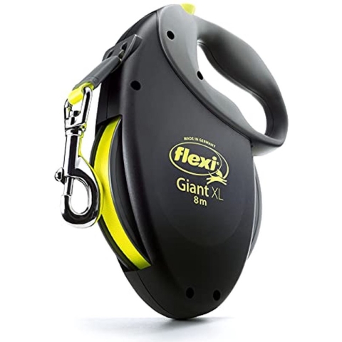 Flexi Giant Tape - Hondenriem - Zwart/Geel - XL - 8 m - Grote en Actieve Honden