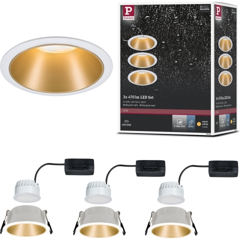 Paulmann 93406 Cole Coin Inbouwlamp Set van 3 stuks LED 6.50 W Wit, Goud