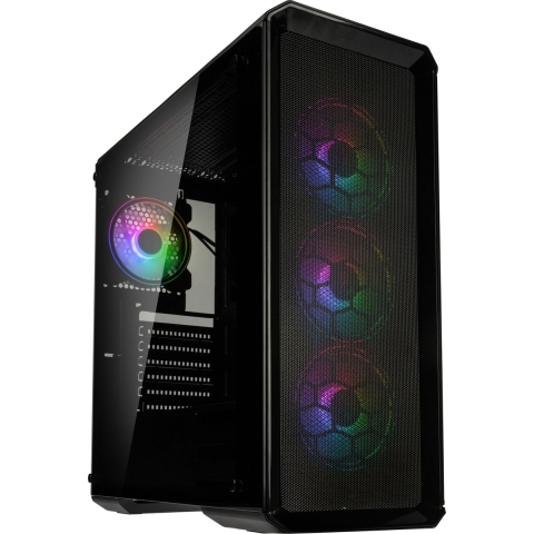Kolink Levante V2 ARGB Midi-tower Behuizing, Gaming-behuizing Zwart 4 voorgeïnstalleerde LED-ventilators, Zijvenster, Stoffilter
