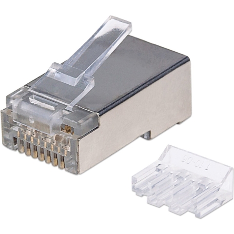 Intellinet Intellinet verpakking van 90 stuks Cat6A modulaire RJ45-stekkers STP 3-voudige klem voor massieve draad 90 stekkers in pot 790680 Krimpcontact