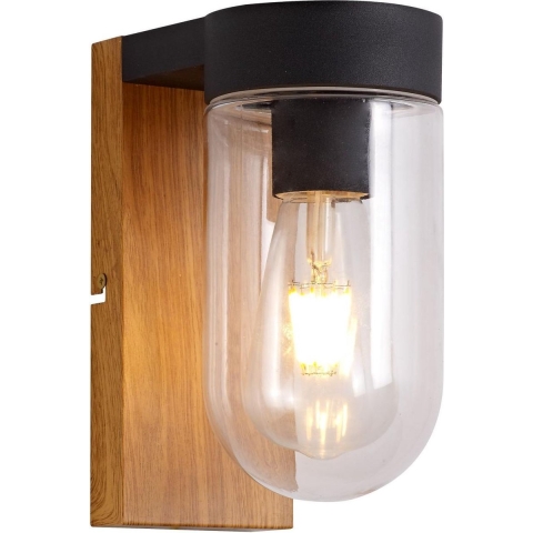 Brilliant Cabar 96372/76 Buitenlamp (wand) E27 Hout (donker), Zwart