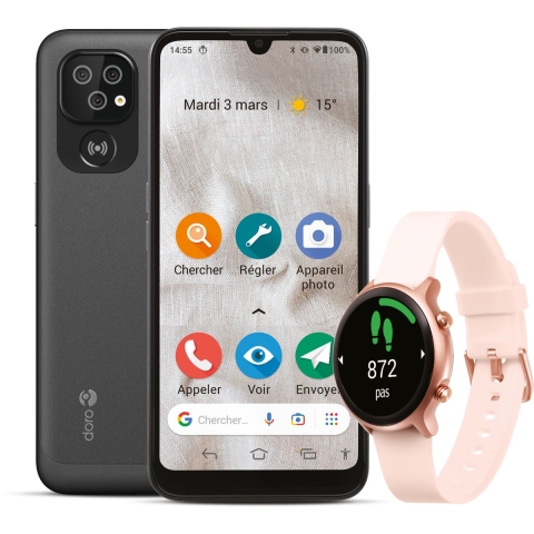 Doro 8100 4G Smartphone - 32GB (Inclusief Smartwatch - Roze)