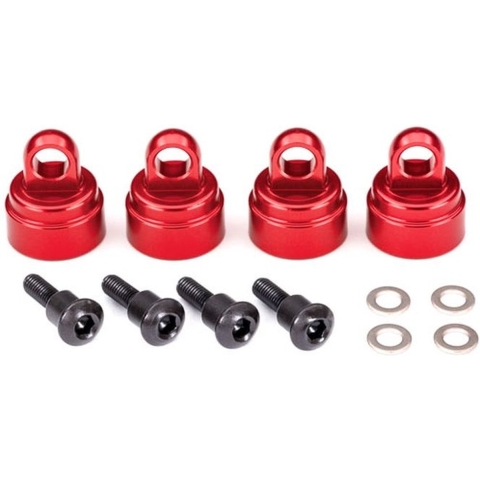 Shock caps, aluminum (red-anodized) (4)