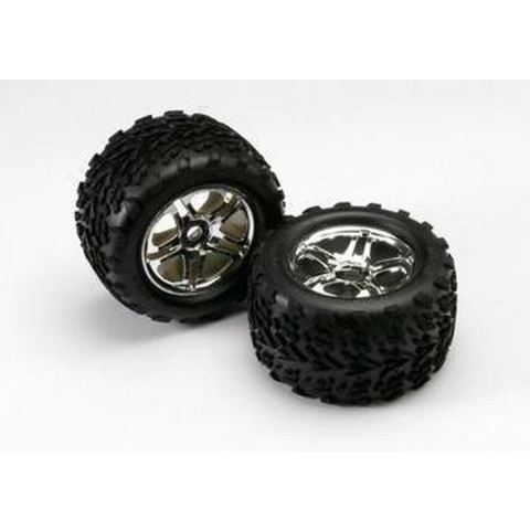 Tires & wheels, assembled, glued (ss (split spoke) chrome wheels, talon tires, foam inserts) (2)