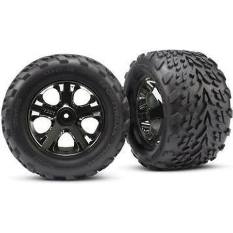 Tires & wheels, assembled, glued (2.8") (all-star black chrome wheels, talon tires, foam inserts) (nitro rear/ electric front) (2)
