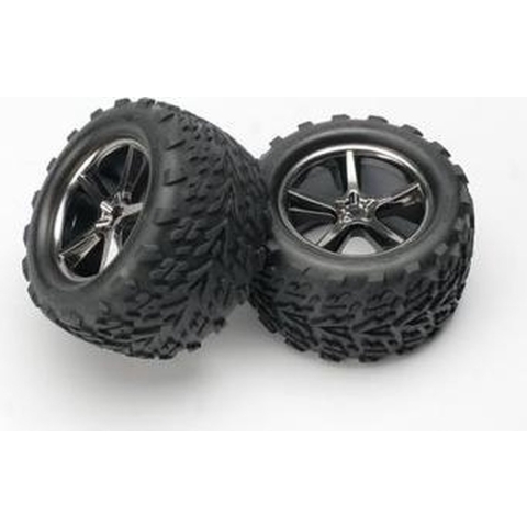 Tires & wheels, assembled, glued (gemini black chrome wheels, talon tires, foam inserts) (2)