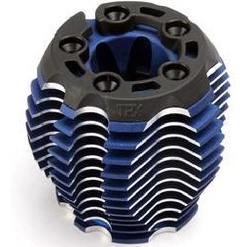 Cooling head, powertune (machined aluminum, blue-anodized) (trx 3.3), head protector (1), 3x6mm ccs (5)