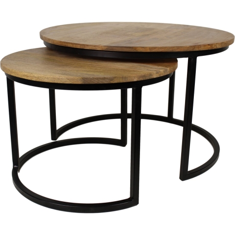 HSM Collection - salontafel Ronin Large - set van 2 - naturel / zwart