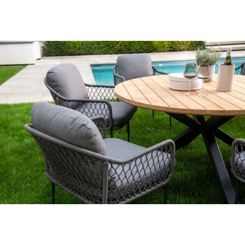 Bara dining chair aluminium salix/rope salix/flax beige AW - Yoi
