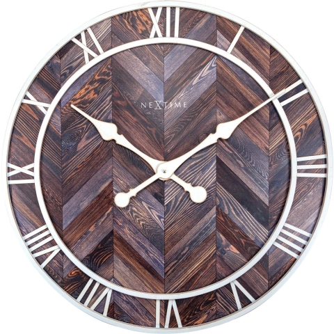 NeXtime NE-3245BR - Wandklok - Ø 58 Cm - Hout/Metaal - Donkerbruin - &apos;Roman Vintage&apos;