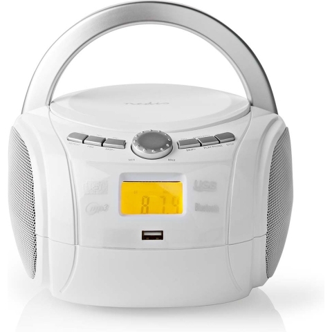 Nedis CD-Speler Boombox / Netvoeding | Stereo | 9 W | Bluetooth® | FM | Wit | 1 stuks - SPBB100WT SPBB100WT
