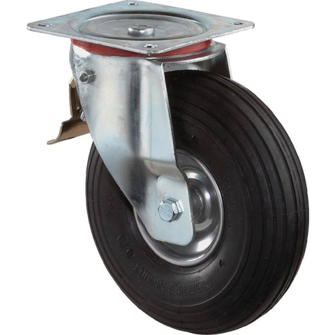 BS Rollen Wiel met luchtband | wiel-d. 200 mm draagvermogen 75 kg | met schroefplaat zwenkwiel | luchtbanden zwart | 1 stuk - L420.C90.200 -