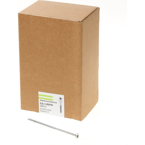 Hoenderdaal Spaanplaatschroef Vz Pk PZ2 5.0X120/70 | 200 stuks - 0203.01.42801