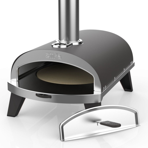 ZiiPa Pizza Oven Piana - Houtgestookt - met Thermometer - Leisteen - voor ø 30 cm pizza&apos;s - Roterende pizzasteen