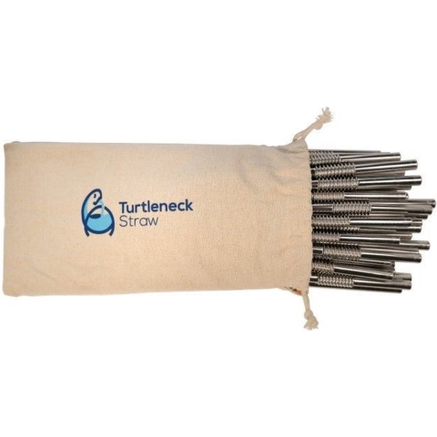 Turtleneck Herbruikbare rietjes van RVS - met borstel - zilver - Buigbaar - 50 stuks