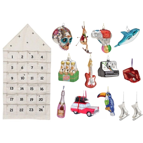 Sareva Adventskalender - met 12 kerstballen - Huis - Wit