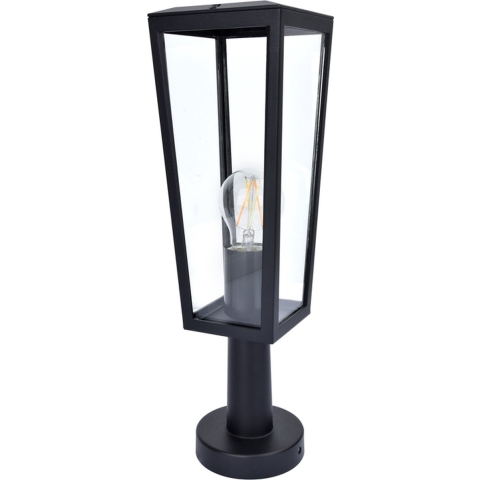 Lutec Pine - Sokkellamp - 12,1 X 12,1 X 42,6 Cm - IP44 - Zwart