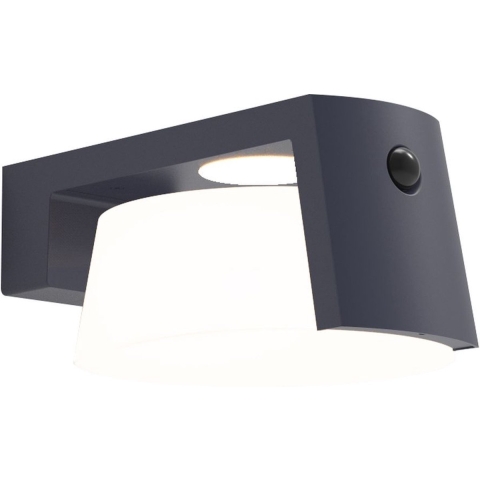 Lutec Moon - Buiten Wandlamp Op Zonne-energie Met Bewegingssensor - 21,7 X 16 X 9,6 Cm - 9,5W LED Incl. - IP44 - Donker Grijs