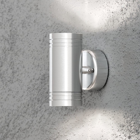 Konstsmide Monza Double - Buiten Wandlamp - 6 X 10 X 13 Cm - 6W LED Incl. - IP54 - Geanodiseerd Zilver