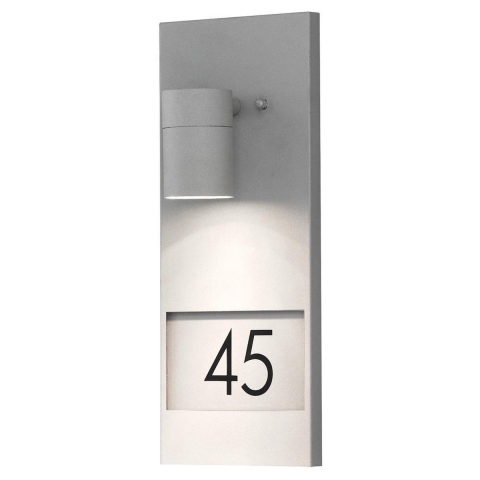 Konstsmide Modena House Number - Buiten Wandlamp - 16 X 11 X 41 Cm - IP44 - Grijs